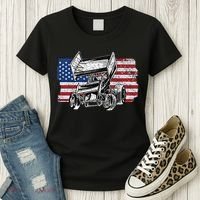Sprint Car Racing Usa Flag Gift Women's T-Shirt thumb 3