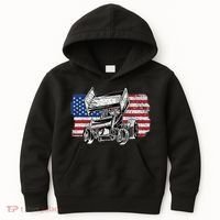 Sprint Car Racing Usa Flag Gift Kids Hoodie thumb 0