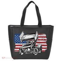 Sprint Car Racing Usa Flag Gift Tote Bag thumb 0