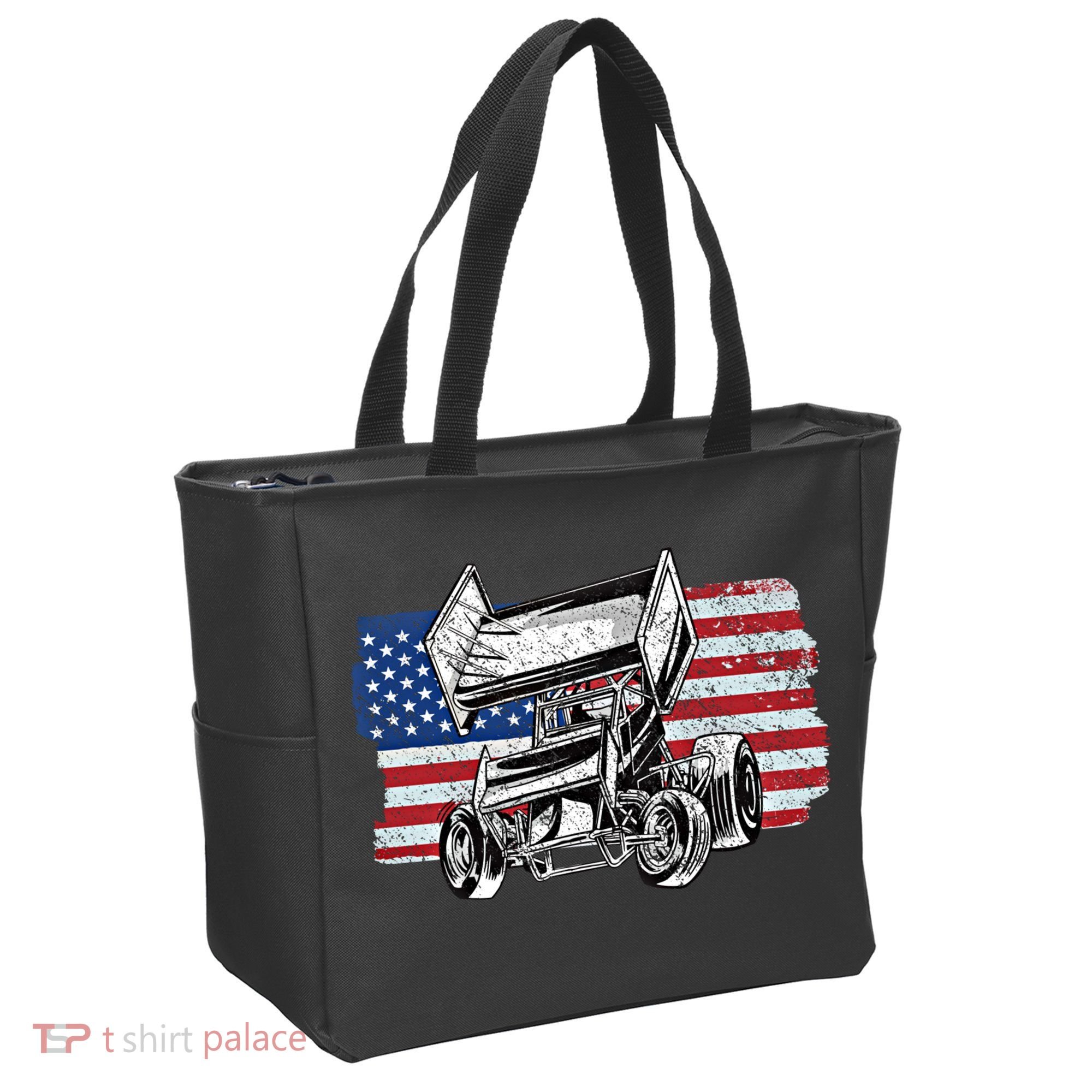 Sprint Car Racing Usa Flag Gift Tote Bag