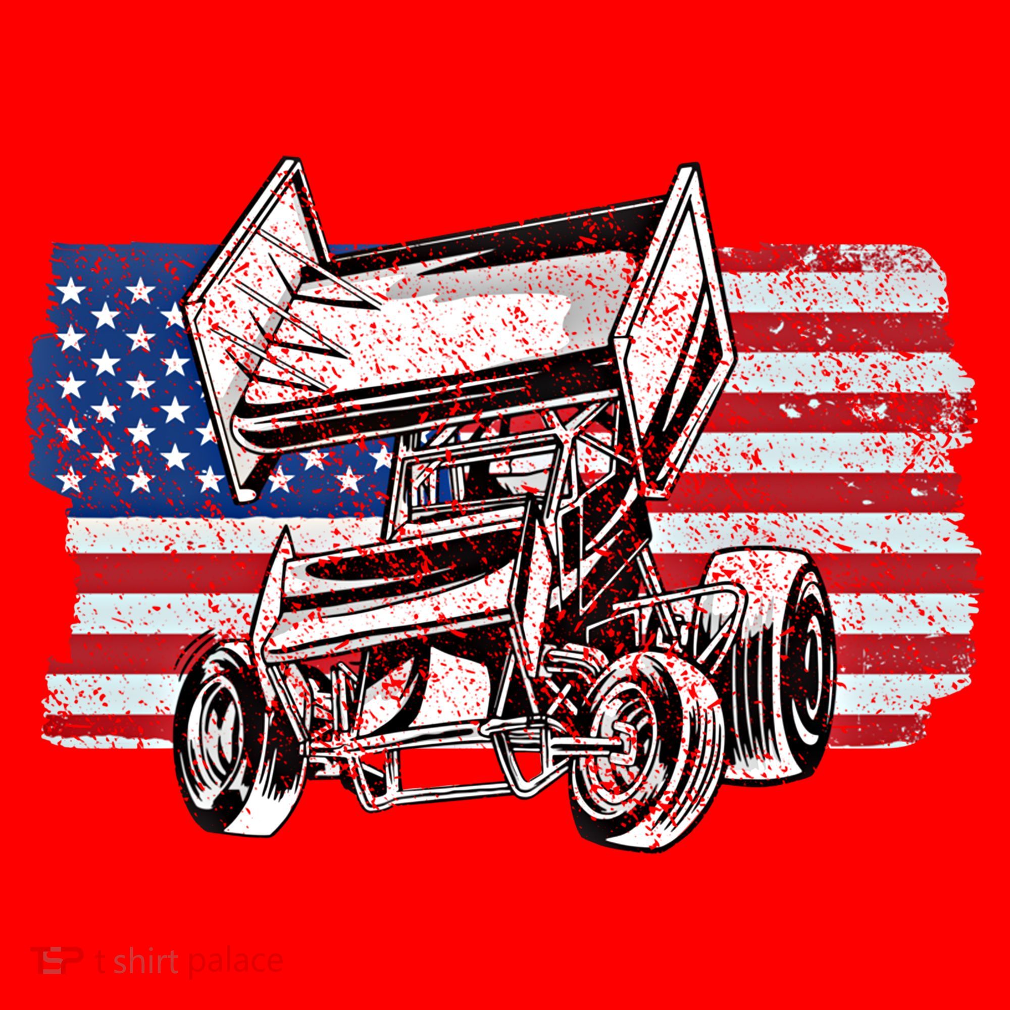 Sprint Car Racing Usa Flag Gift Santa Hat