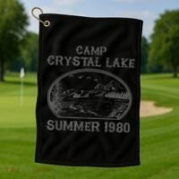 Summer Camp Retro 1980 Crystal Clear Lake Halloween Friday Golf Towel thumb 1