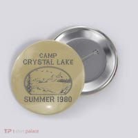 Summer Camp Retro 1980 Crystal Clear Lake Halloween Friday Button thumb 0