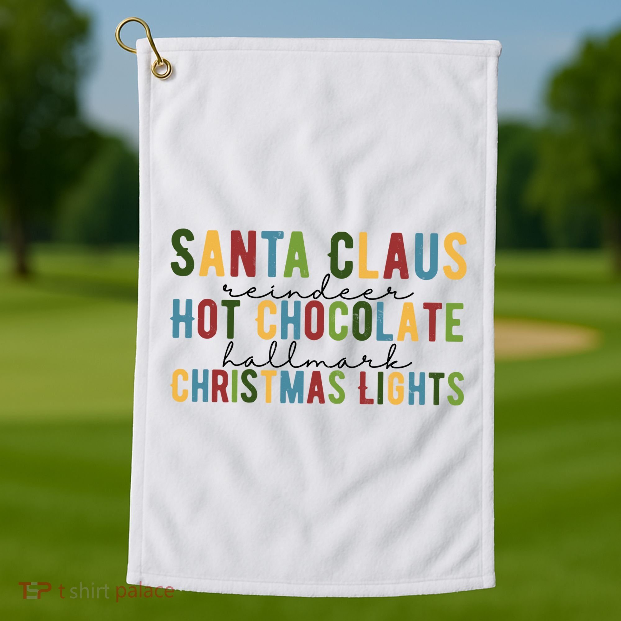 Santa Claus Reindeer Hot Chocolate Festive Chrsitmas Golf Towel
