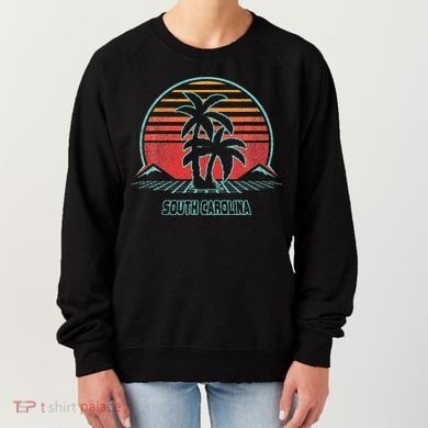 South Carolina Retro Palm Tree Beach 80s Style Women's Sweatshirt