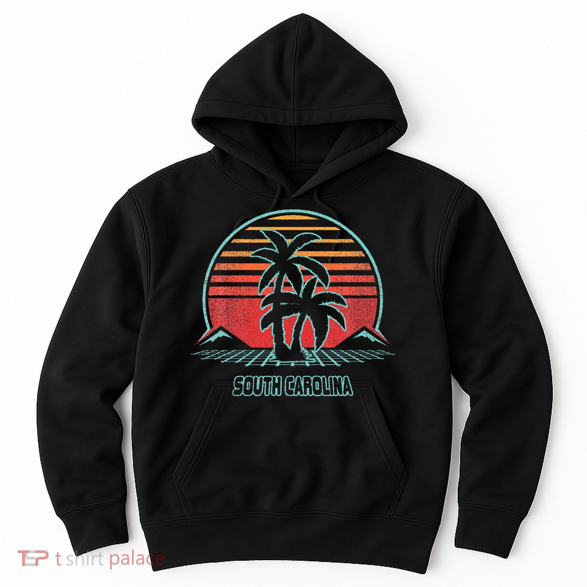 South Carolina Retro Palm Tree Beach 80s Style Hoodie