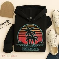 South Carolina Retro Palm Tree Beach 80s Style Hoodie thumb 4