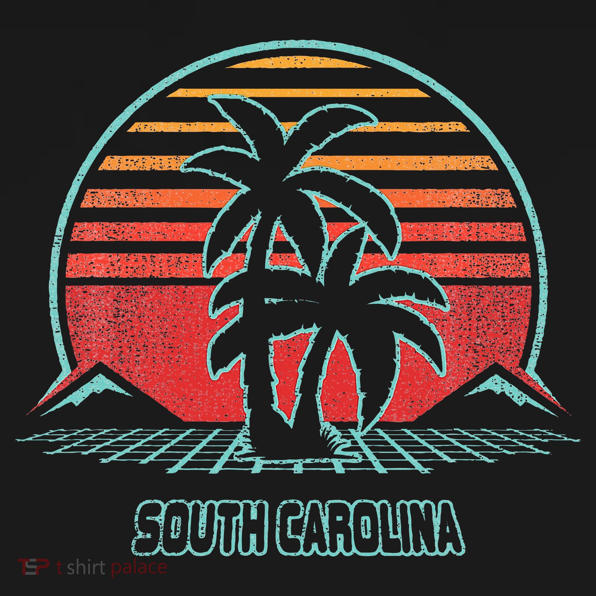 South Carolina Retro Palm Tree Beach 80s Style Backpack