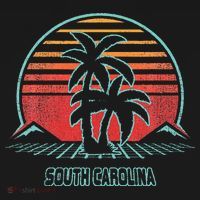 South Carolina Retro Palm Tree Beach 80s Style Button thumb 1