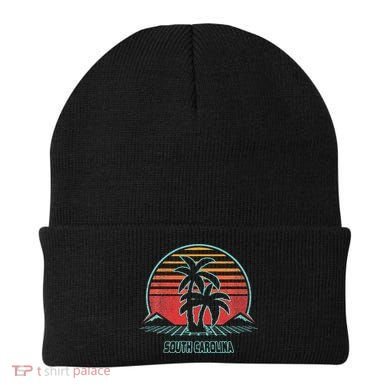 South Carolina Retro Palm Tree Beach 80s Style Beanie