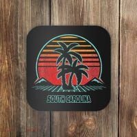 South Carolina Retro Palm Tree Beach 80s Style Coaster thumb 0