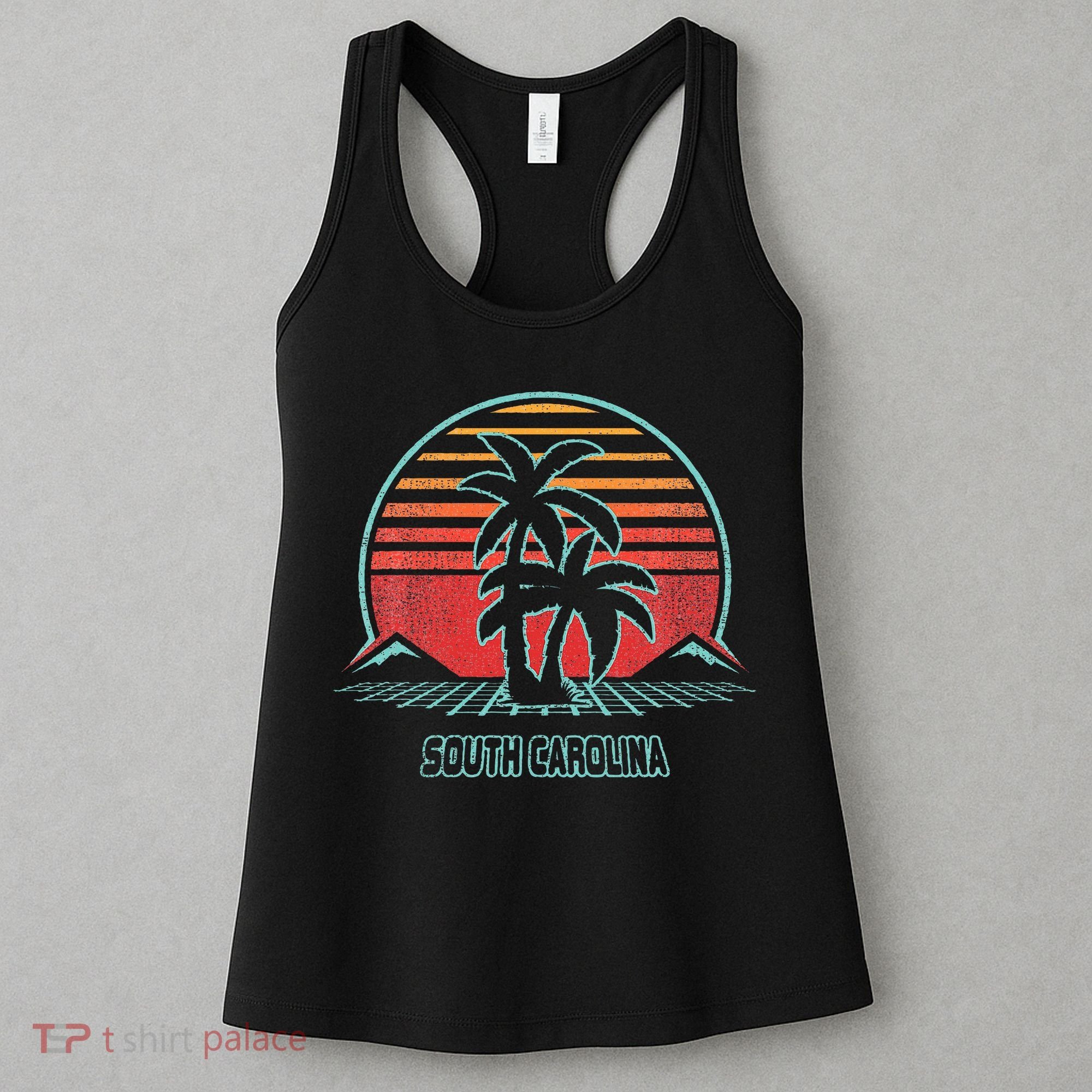 South Carolina Retro Palm Tree Beach 80s Style Women's Tank Top