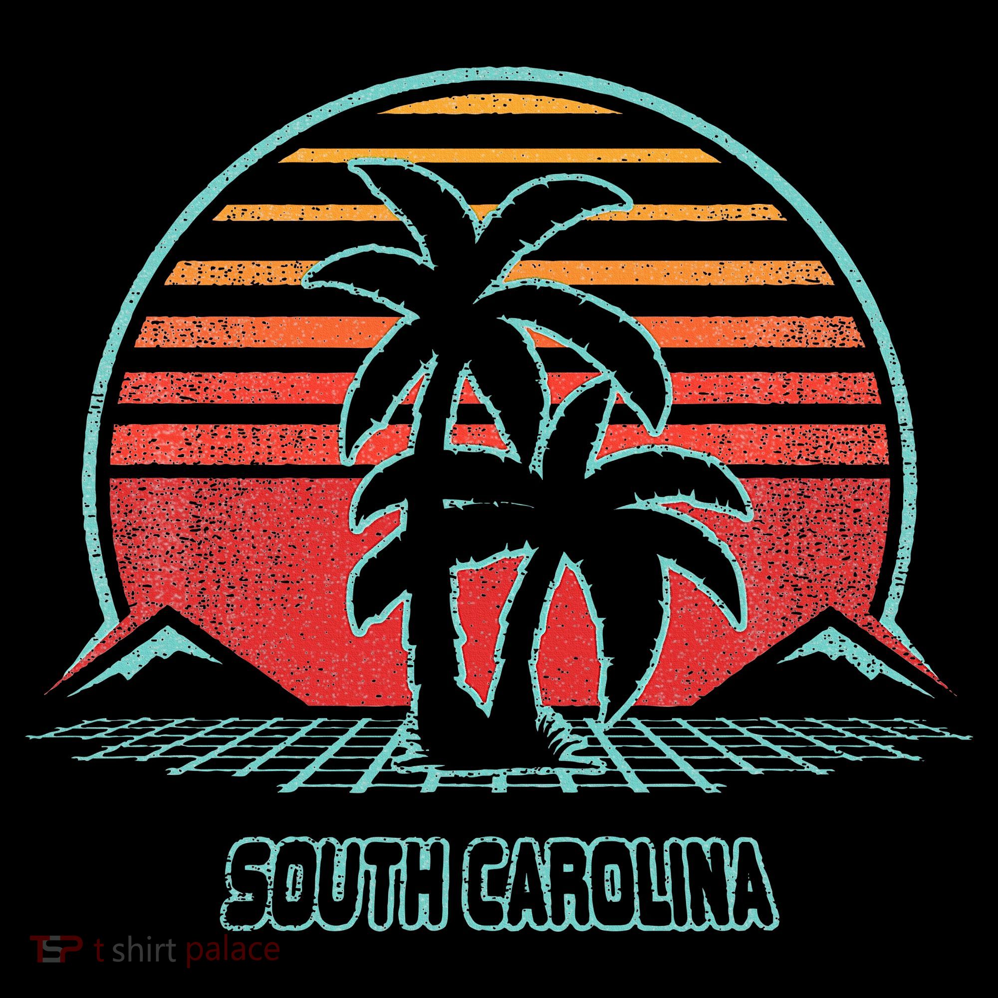 South Carolina Retro Palm Tree Beach 80s Style Baby Bodysuit