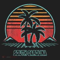 South Carolina Retro Palm Tree Beach 80s Style Hat thumb 2