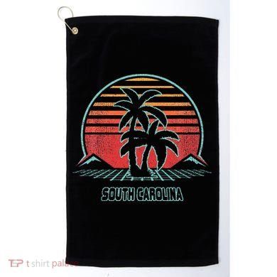 South Carolina Retro Palm Tree Beach 80s Style Golf Towel