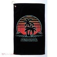 South Carolina Retro Palm Tree Beach 80s Style Golf Towel thumb 0