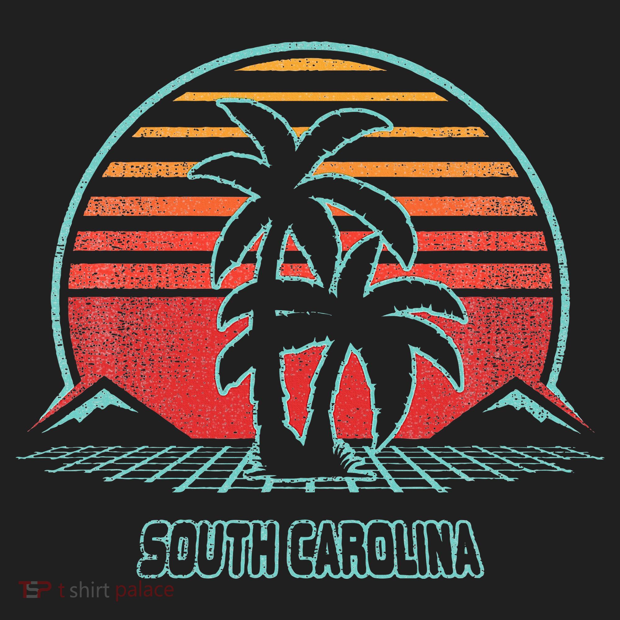 South Carolina Retro Palm Tree Beach 80s Style Golf Towel