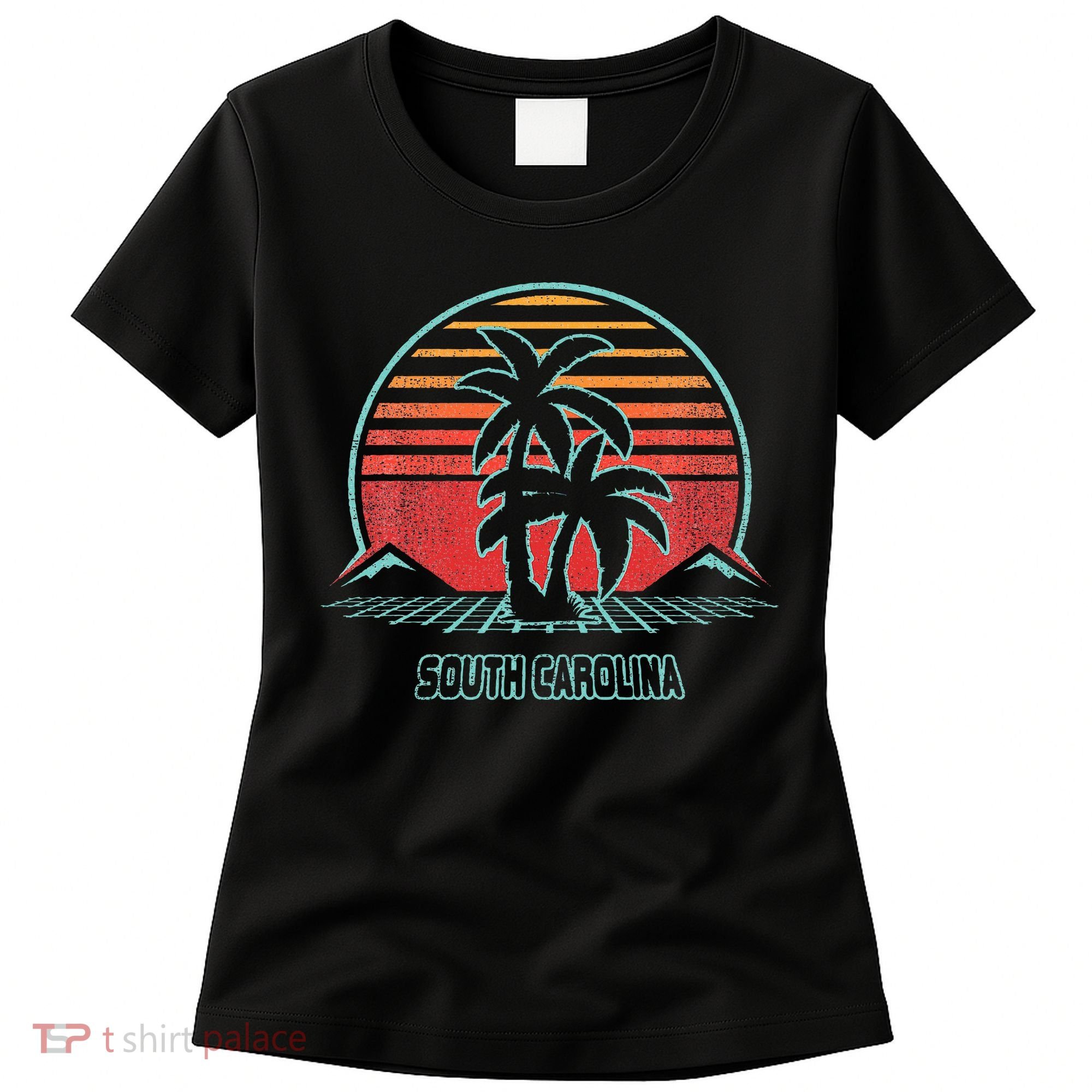 South Carolina Retro Palm Tree Beach 80s Style Women's T-Shirt
