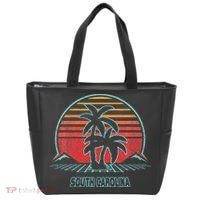 South Carolina Retro Palm Tree Beach 80s Style Tote Bag thumb 0