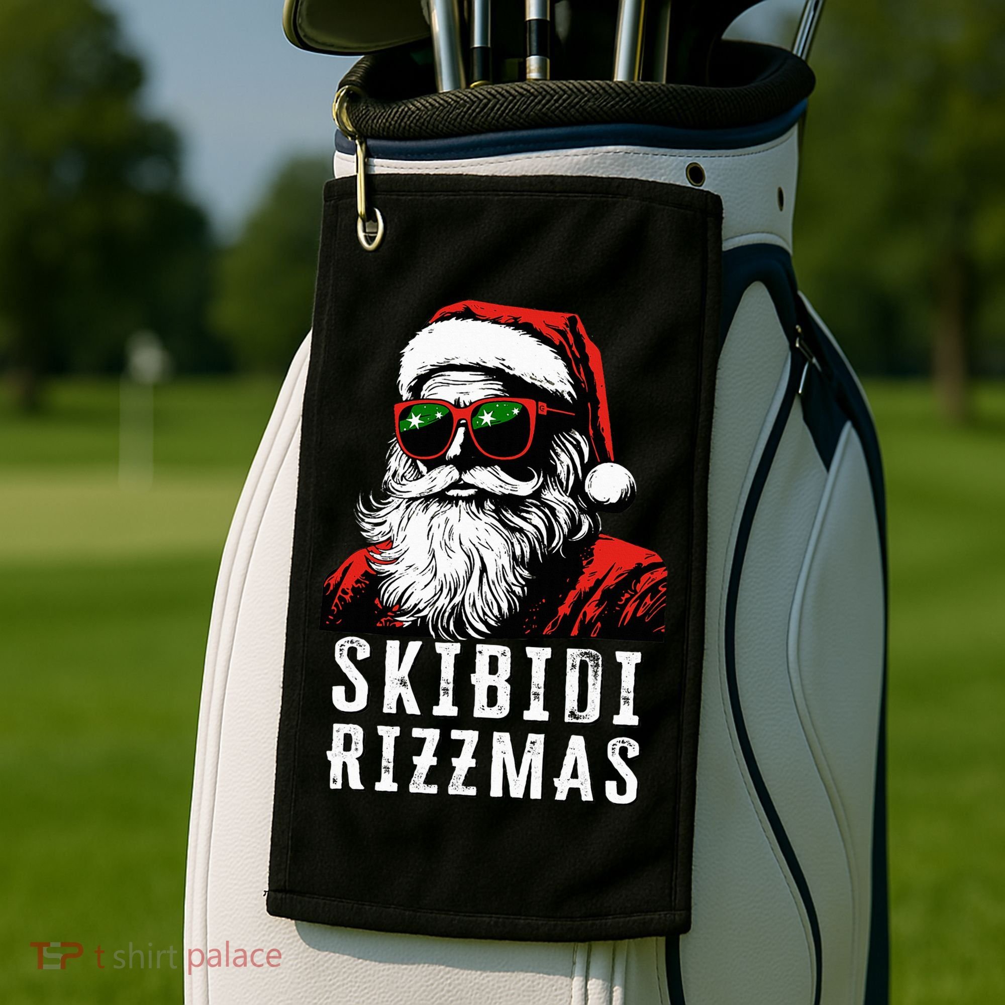 S.K.I.B.I.D.I Christmas Rizz Santa Claus Charisma Cool Golf Towel