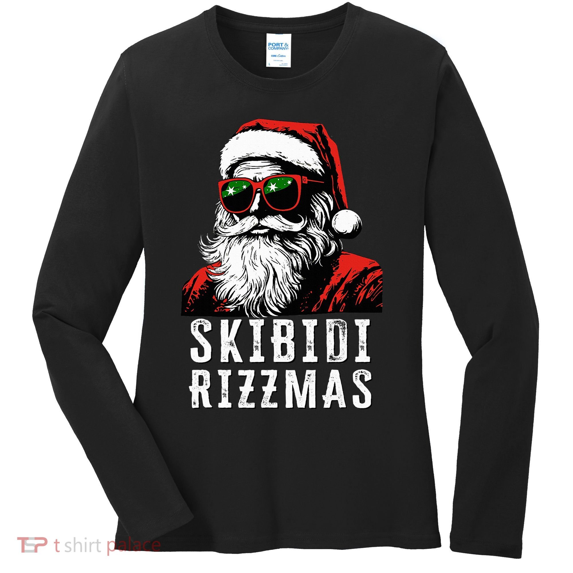 S.K.I.B.I.D.I Christmas Rizz Santa Claus Charisma Cool Women's Long Sleeve Shirt