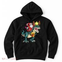 Santa Claus Riding Dinosaur T Rex Christmas Ugly Xmas Boys Hoodie thumb 0