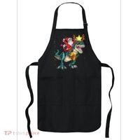 Santa Claus Riding Dinosaur T Rex Christmas Ugly Xmas Boys Apron thumb 0