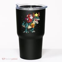 Santa Claus Riding Dinosaur T Rex Christmas Ugly Xmas Boys Tumbler thumb 0