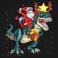 Santa Claus Riding Dinosaur T Rex Christmas Ugly Xmas Boys Women's Tank Top thumb 5