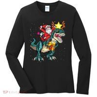 Santa Claus Riding Dinosaur T Rex Christmas Ugly Xmas Boys Women's Long Sleeve Shirt thumb 0