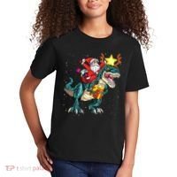 Santa Claus Riding Dinosaur T Rex Christmas Ugly Xmas Boys Kids T-Shirt thumb 2