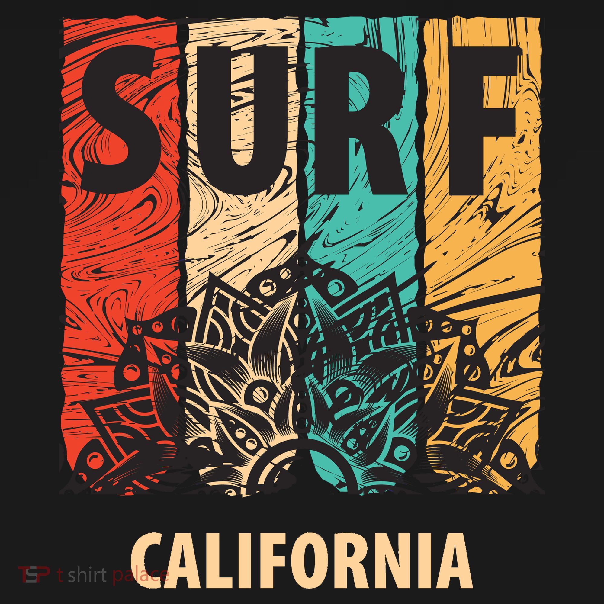 Surf California Retro Colors T-Shirt