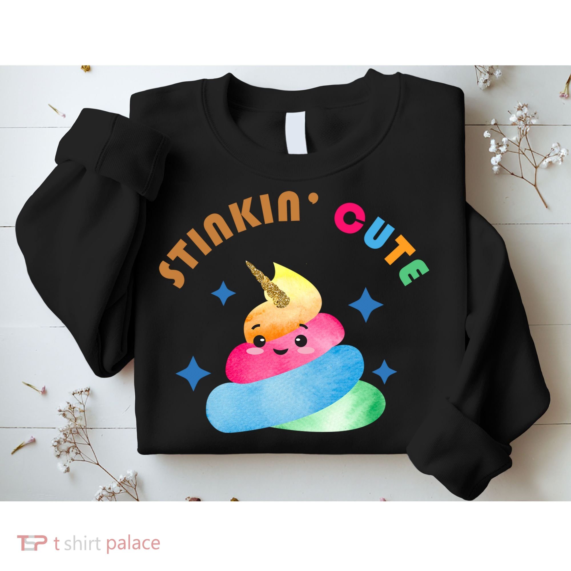 Stinkin Cute Rainbow Poop Unicorn Emoji Sweatshirt