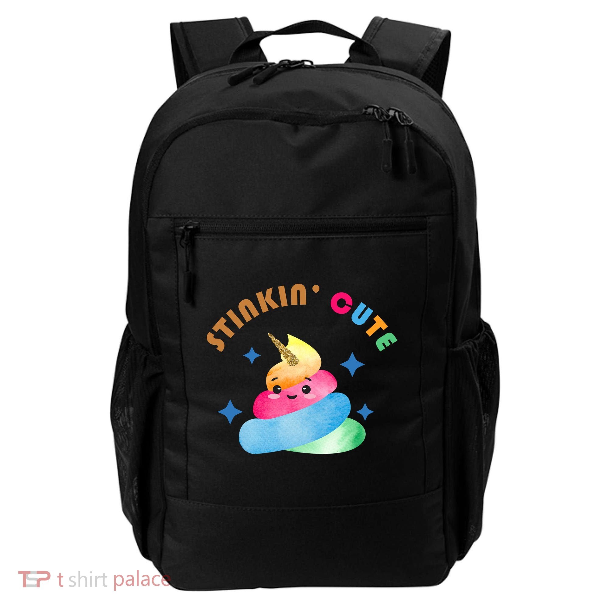 Stinkin Cute Rainbow Poop Unicorn Emoji Backpack