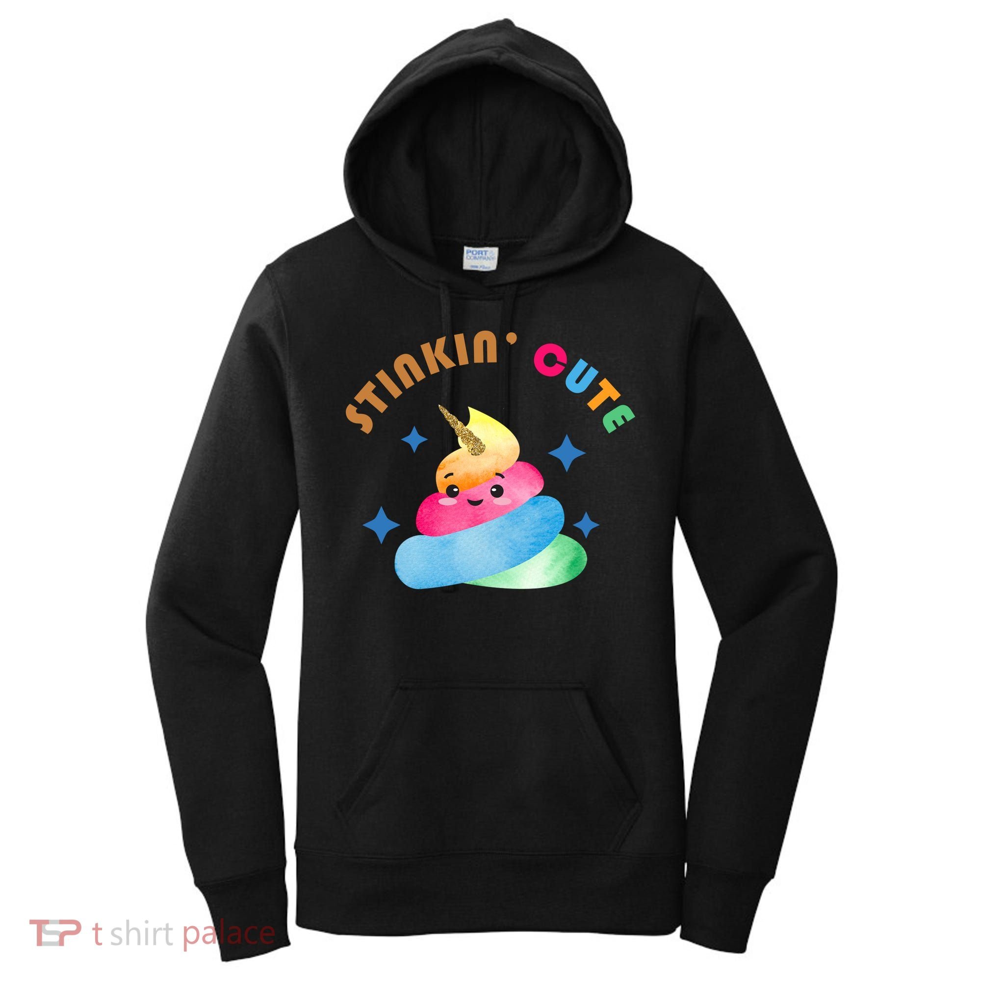 Stinkin Cute Rainbow Poop Unicorn Emoji Women's Hoodie