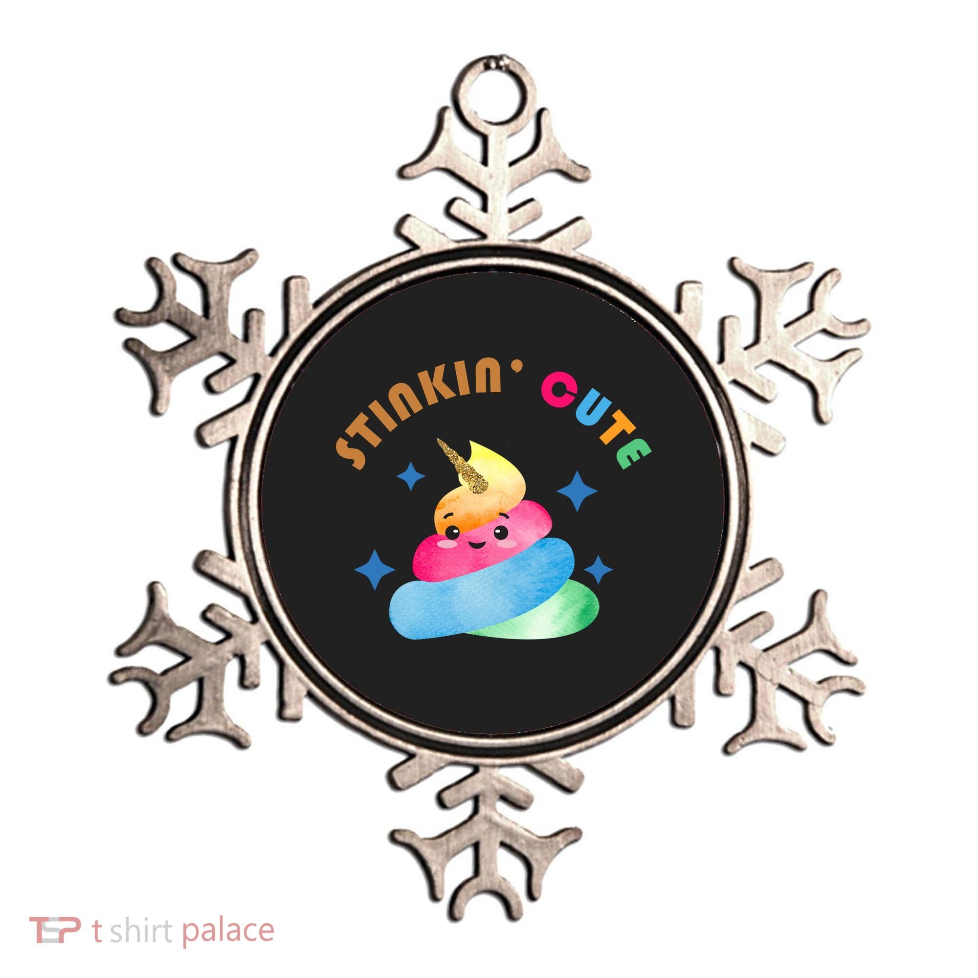 Stinkin Cute Rainbow Poop Unicorn Emoji Ornament