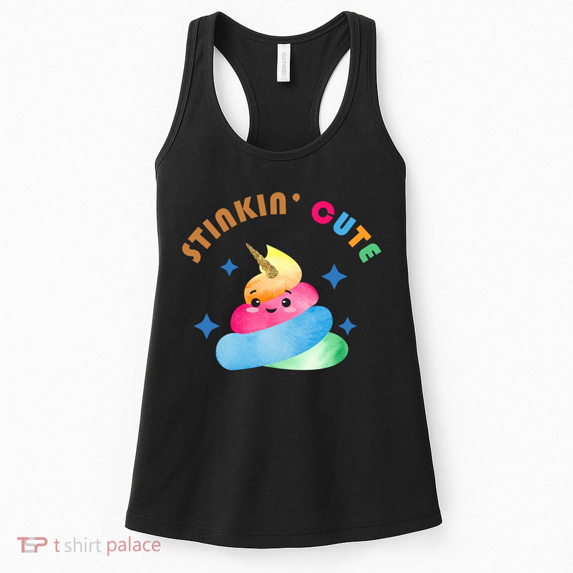 Stinkin Cute Rainbow Poop Unicorn Emoji Women's Tank Top