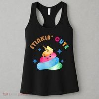 Stinkin Cute Rainbow Poop Unicorn Emoji Women's Tank Top thumb 3