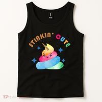 Stinkin Cute Rainbow Poop Unicorn Emoji Tank Top thumb 2
