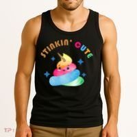 Stinkin Cute Rainbow Poop Unicorn Emoji Tank Top thumb 3