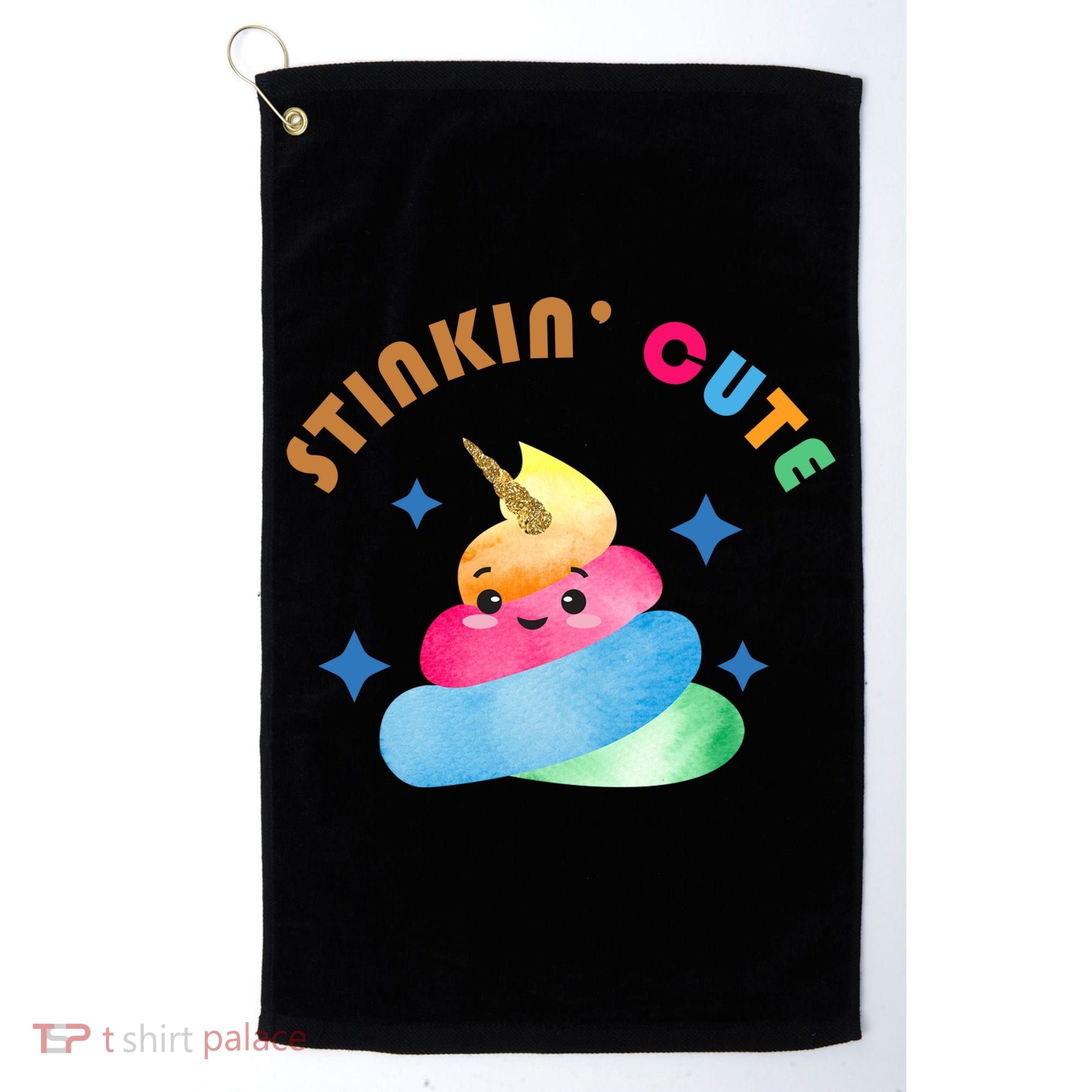 Stinkin Cute Rainbow Poop Unicorn Emoji Golf Towel