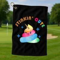 Stinkin Cute Rainbow Poop Unicorn Emoji Golf Towel thumb 1