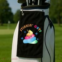 Stinkin Cute Rainbow Poop Unicorn Emoji Golf Towel thumb 2