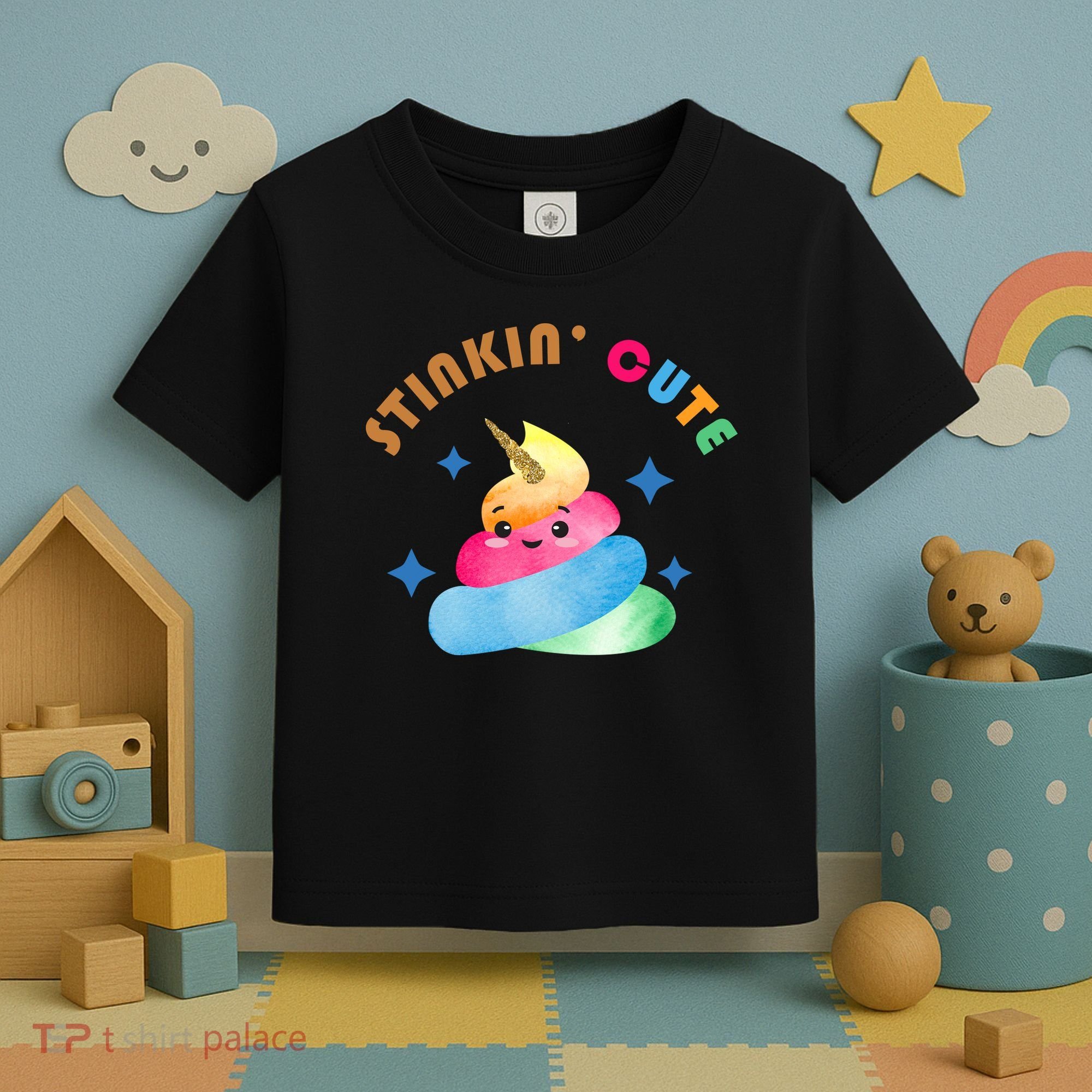 Stinkin Cute Rainbow Poop Unicorn Emoji Toddler T-Shirt
