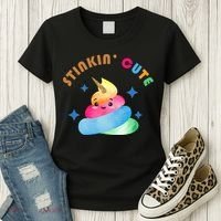 Stinkin Cute Rainbow Poop Unicorn Emoji Women's T-Shirt thumb 3