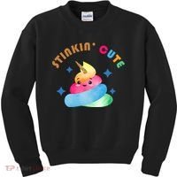 Stinkin Cute Rainbow Poop Unicorn Emoji Kids Sweatshirt thumb 0