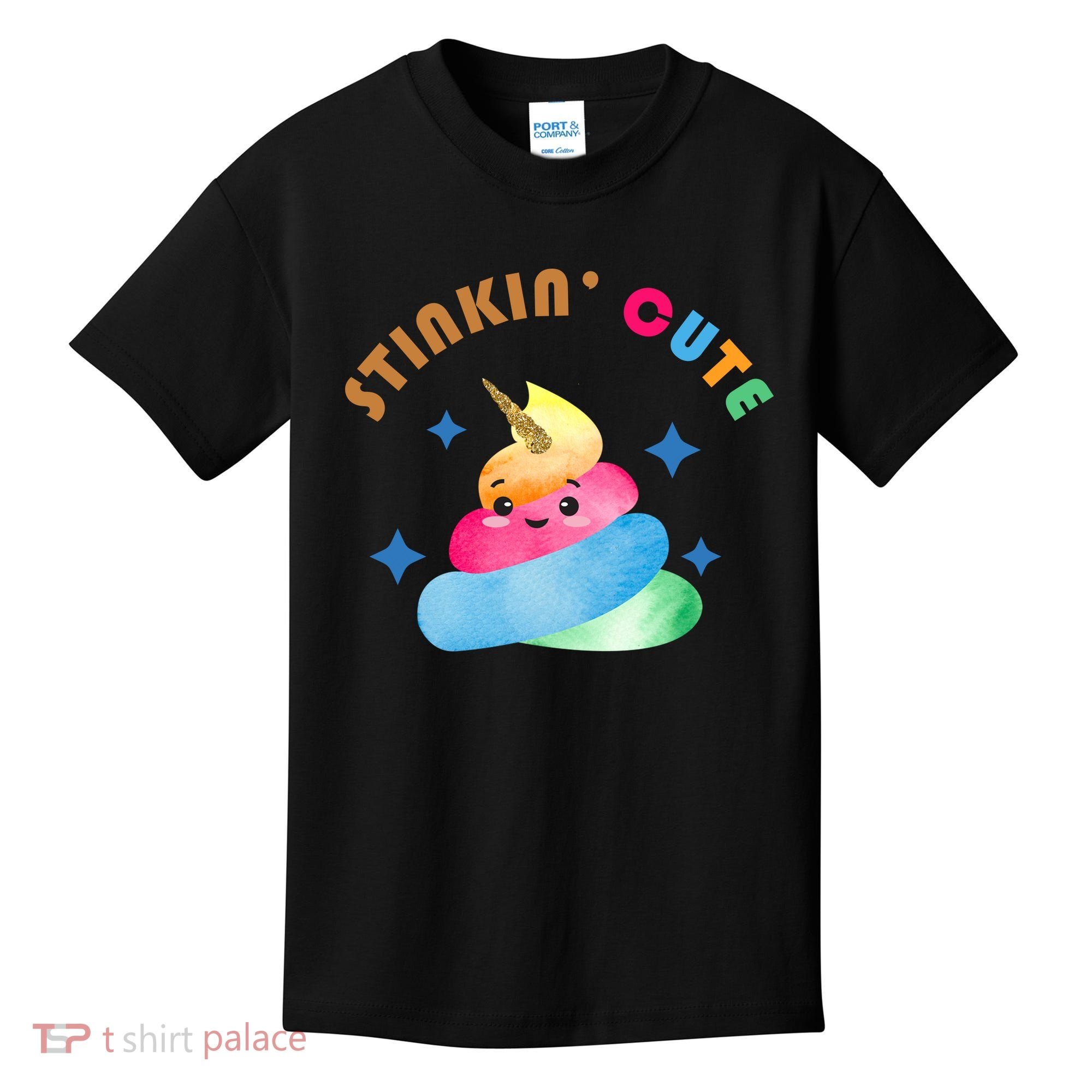 Stinkin Cute Rainbow Poop Unicorn Emoji Kids T-Shirt
