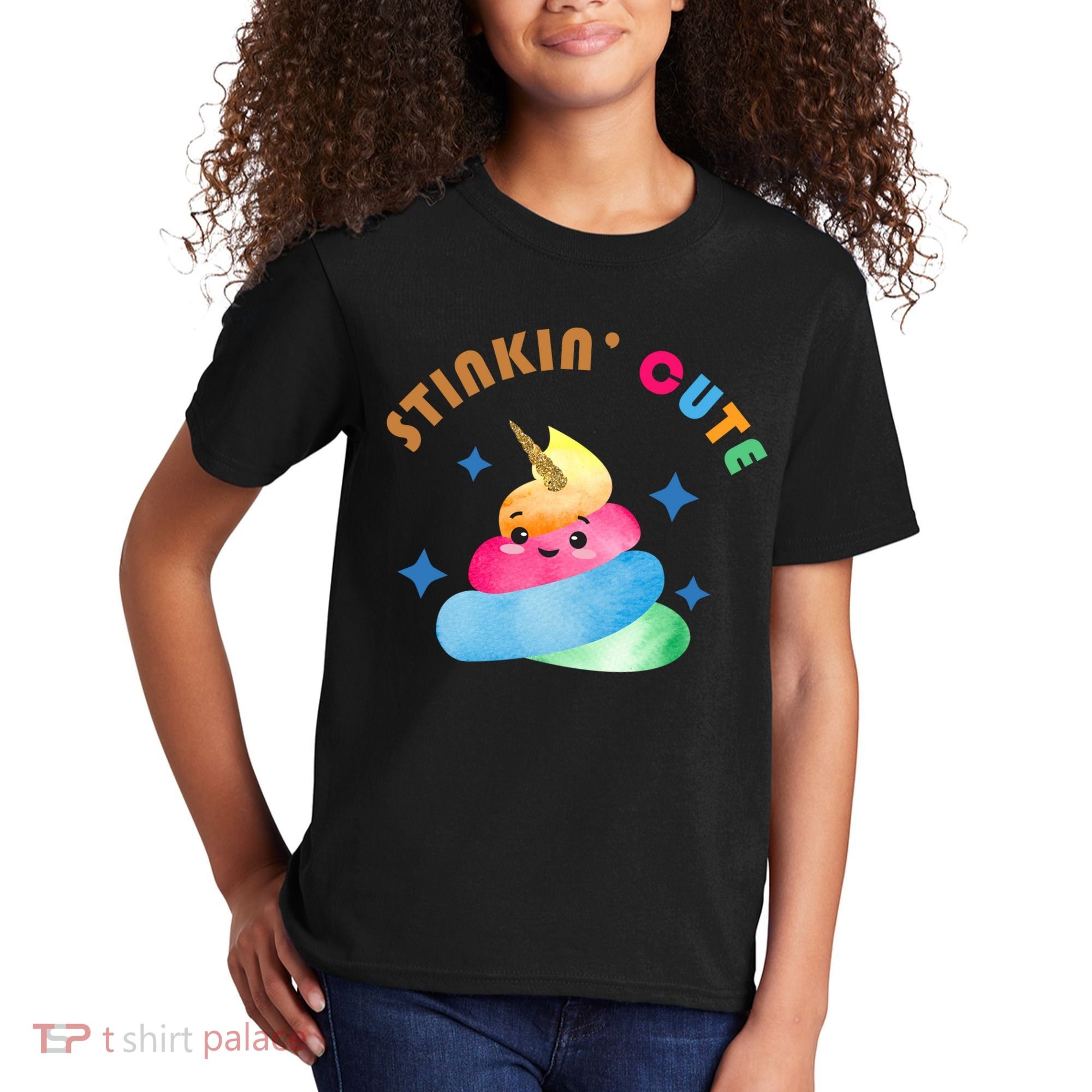 Stinkin Cute Rainbow Poop Unicorn Emoji Kids T-Shirt