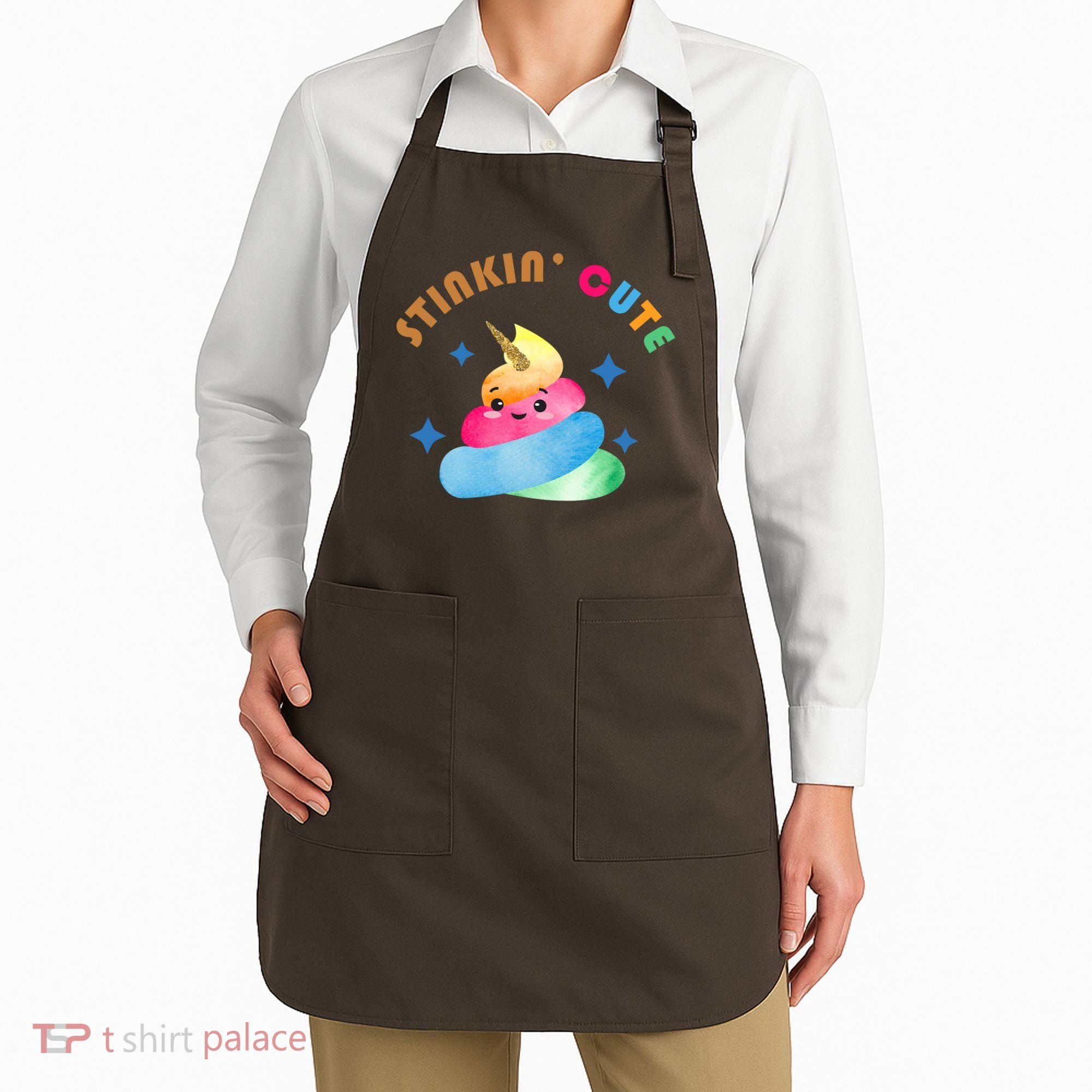 Stinkin Cute Rainbow Poop Unicorn Emoji Apron
