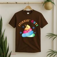 Stinkin Cute Rainbow Poop Unicorn Emoji T-Shirt thumb 2